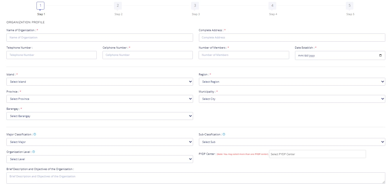 YORP portal screenshot — Organization Profile