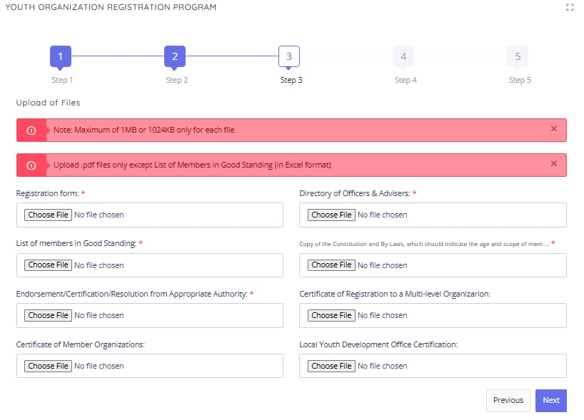 YORP portal screenshot — Submit to LYDO & Upload your Documents